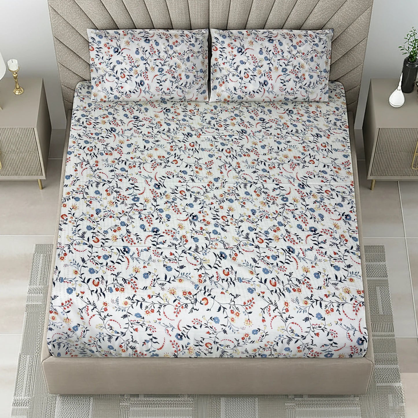 Charming Multi-Color Floral Bedding Set - Vintage Vine & Flower Design