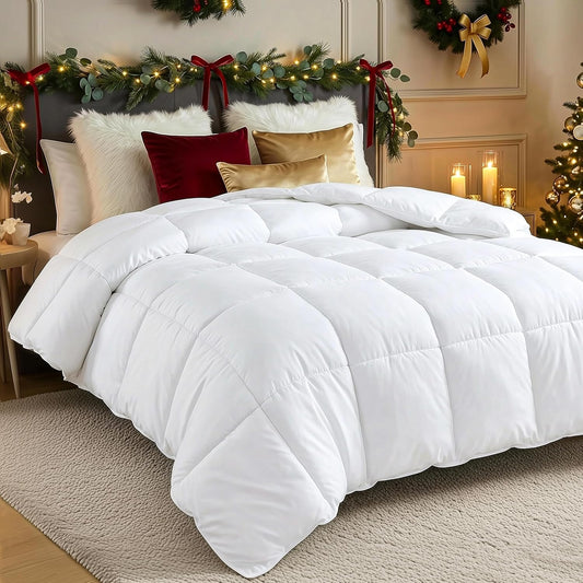 Bedding Comforters All Season Duvet Insert, Down Alternative Box Stitched Bed Comforter