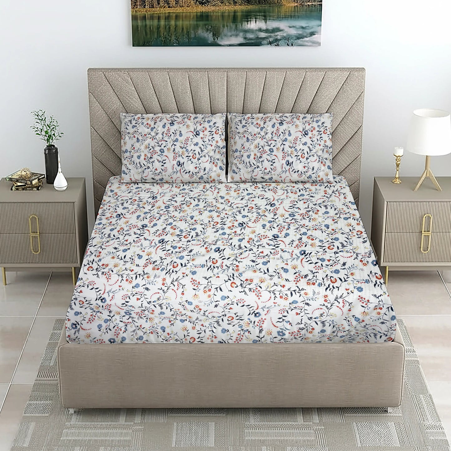 Charming Multi-Color Floral Bedding Set - Vintage Vine & Flower Design